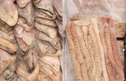 Gần 9 tạ lòng lợn mốc xanh được vận chuyển từ Nam ra Bắc