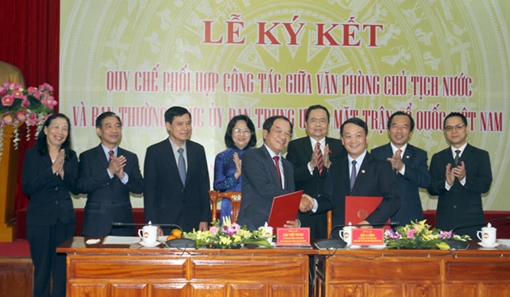 Văn phòng Chủ tịch nước và UB Trung ương MTTQ Việt Nam ký quy chế phối hợp