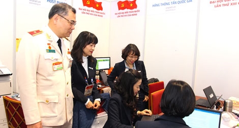 Thường trực Tiểu ban ANTT kiểm tra Trung tâm Báo chí Đại hội Đảng XIII 