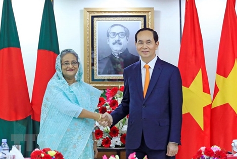 Chủ tịch nước Trần Đại Quang hội đàm với Thủ tướng Bangladesh