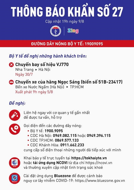 Thông báo khẩn tìm người trên chuyến bay VJ770 Nha Trang - Hà Nội