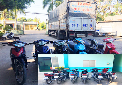 Phát hiện lô xe máy nghi là xe gian chở trên xe tải