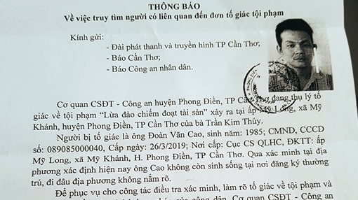 Tìm người có liên quan đến đơn tố giác tội phạm