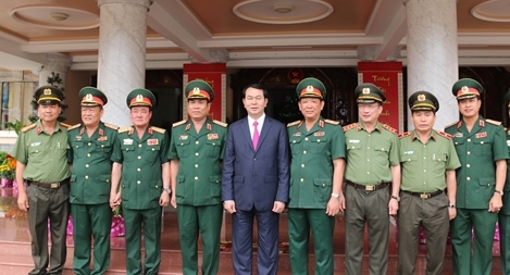 Chủ tịch nước Trần Đại Quang thăm và làm việc tại Bộ Tư lệnh Quân khu 9