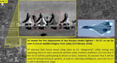 Lộ ảnh dàn siêu tiêm kích Su-57 của Nga sẵn sàng tham chiến ở Syria