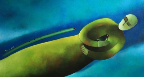 Người thổi sáo và thế giới sắc màu trong tranh Nguyễn Quang Thiều