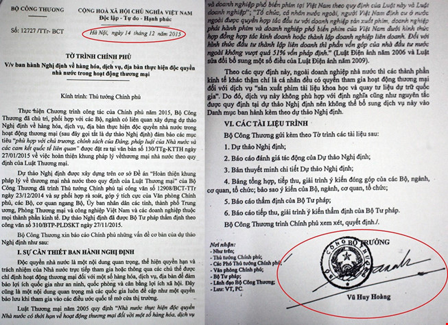 Bộ Công Thương lên tiếng về việc dùng lại tờ trình do ông Vũ Huy Hoàng ký